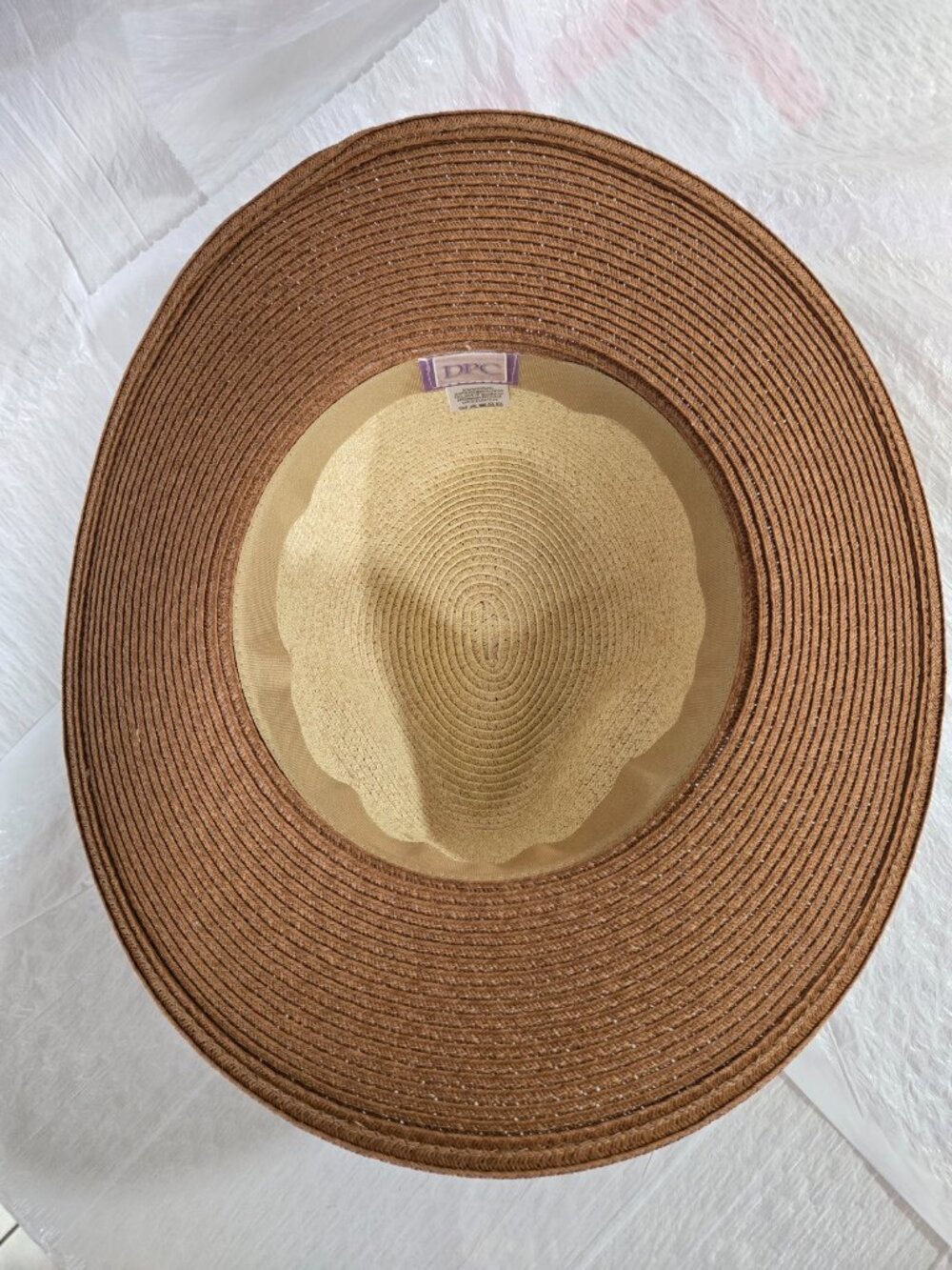 DPC Two Tone Wide Brim Sun Hat Camel Cream Packable One Size Resort Beach - Picture 5 of 7